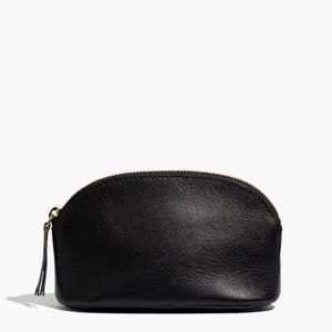 New Madewell Leather Zip Makeup Pouch Bag Black $40